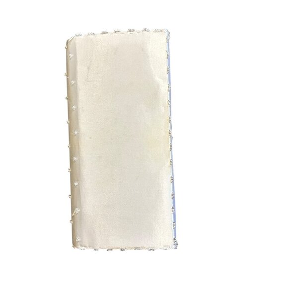 Vintage Ivory Floral Beaded Satin Evening Bag Clutch Bridal 1950s Glam Formal - Picture 7 of 8